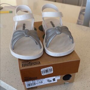 Mini Melissa Kids' White and Gray Sandals kids size 10  great condition